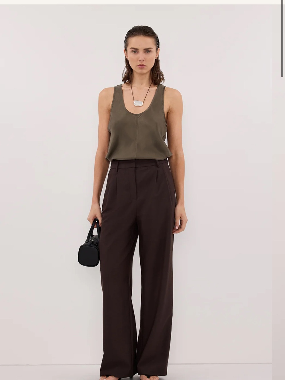 DISSH Colette Olive Silk Cami Top - Picture 6 of 7